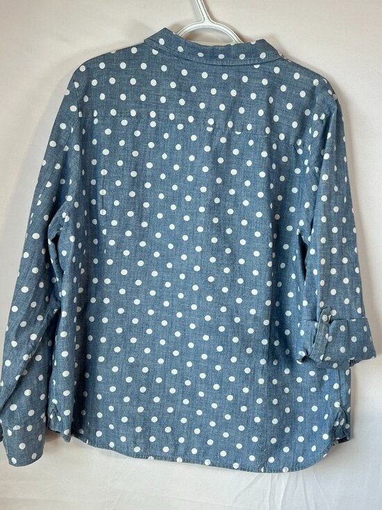 Tommy Hilfiger 100% Cotton Polka Dot Button‑Down – Women’s XXL | Quiet Luxury - Picture 5 of 10